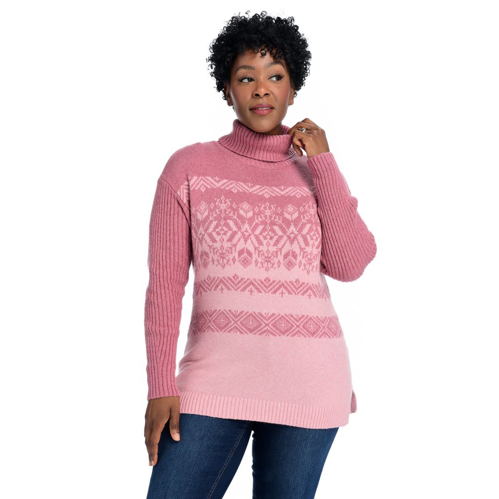 Womens pink turtleneck clearance sweater