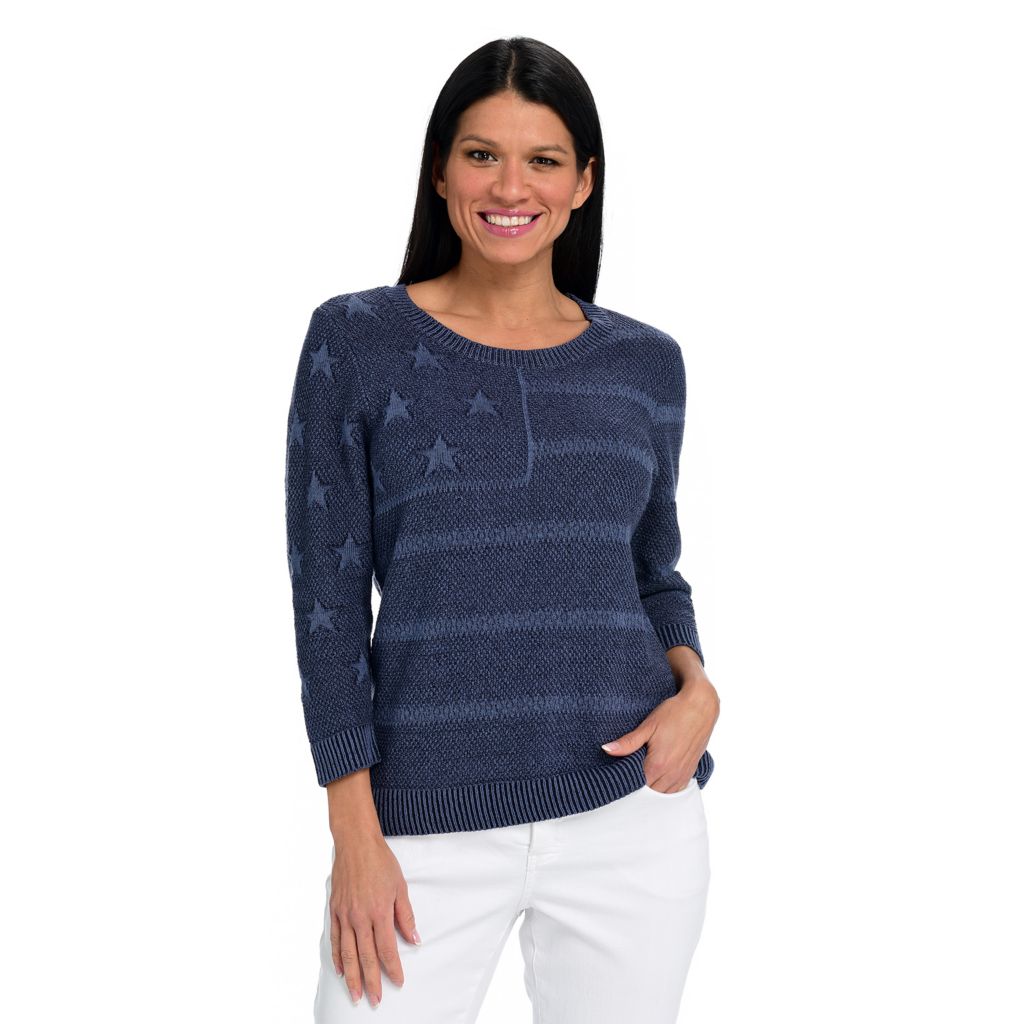 Christopher & Banks - C&B Stars and Stripes Textured Sweater - ShopHQ