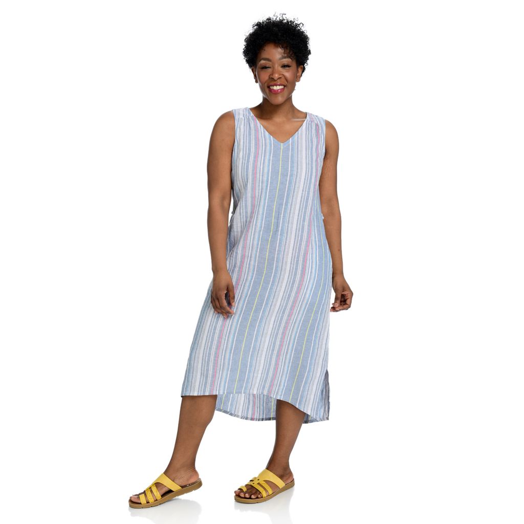 Striped linen outlet dress