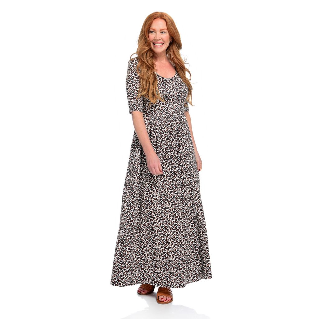 Elliptical hem cotton knit maxi dress