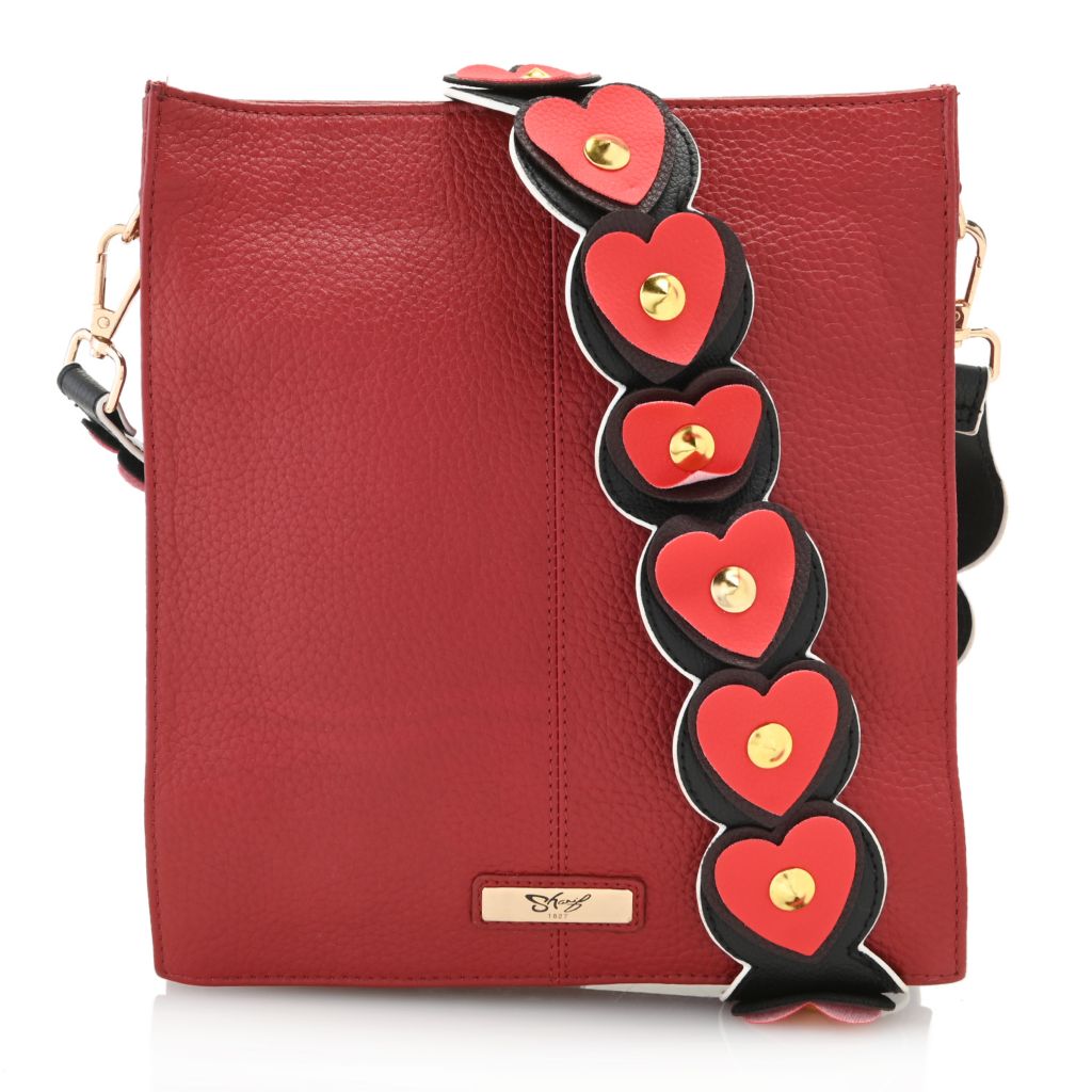 Sharif Leather Rainbow Studded Heart Crossbody Bag