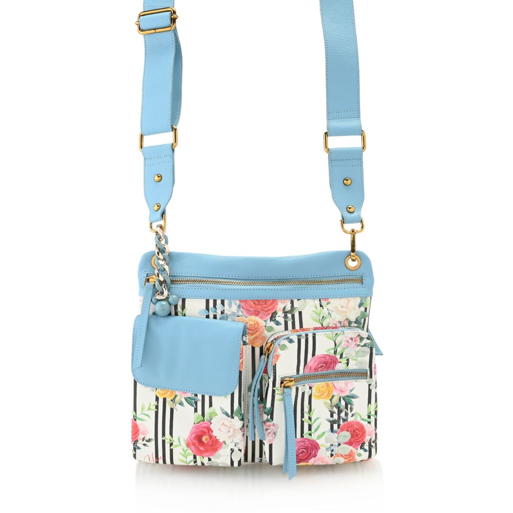 Sharif Leather Rainbow Studded Heart Crossbody Bag