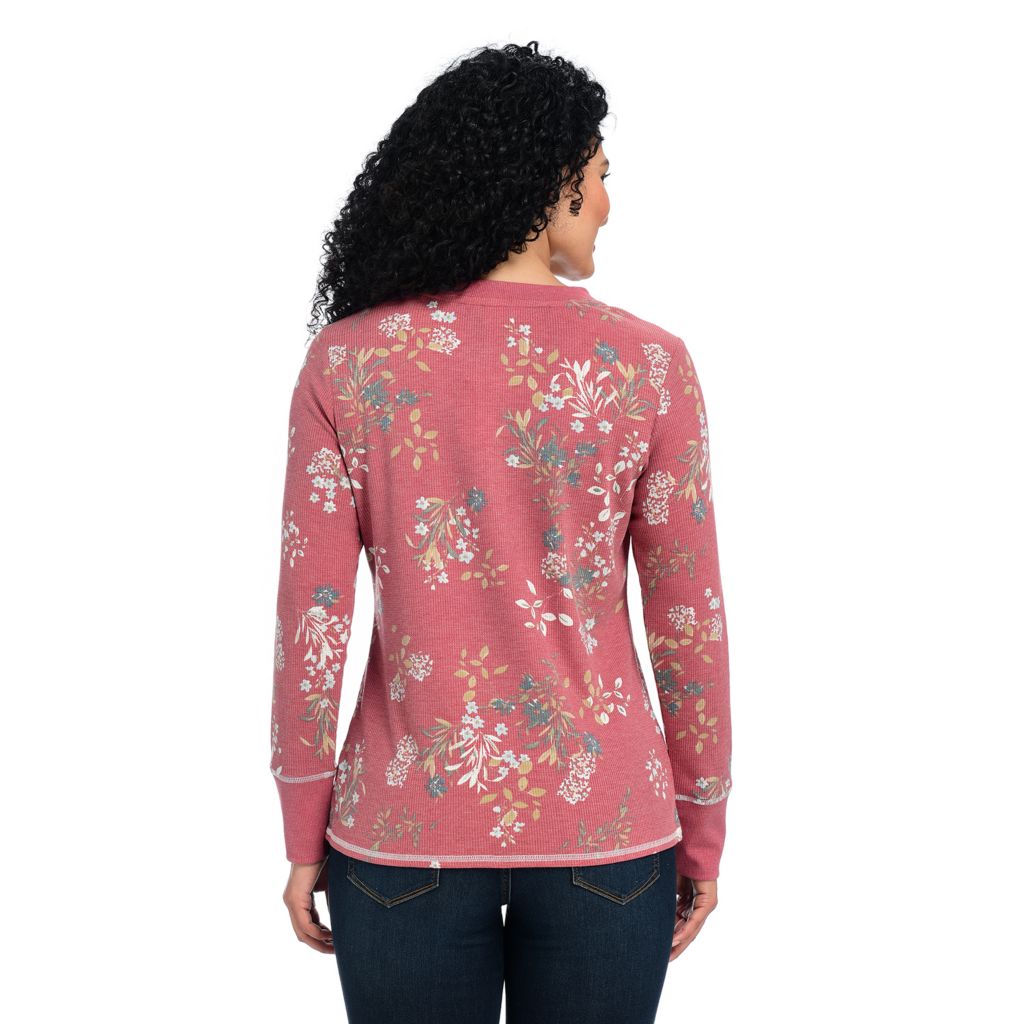 Christopher & Banks - C&B Floral Print Long Sleeve Thermal Tee - ShopHQ