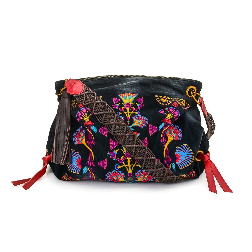 Sharif Leather Rainbow Studded Heart Crossbody Bag