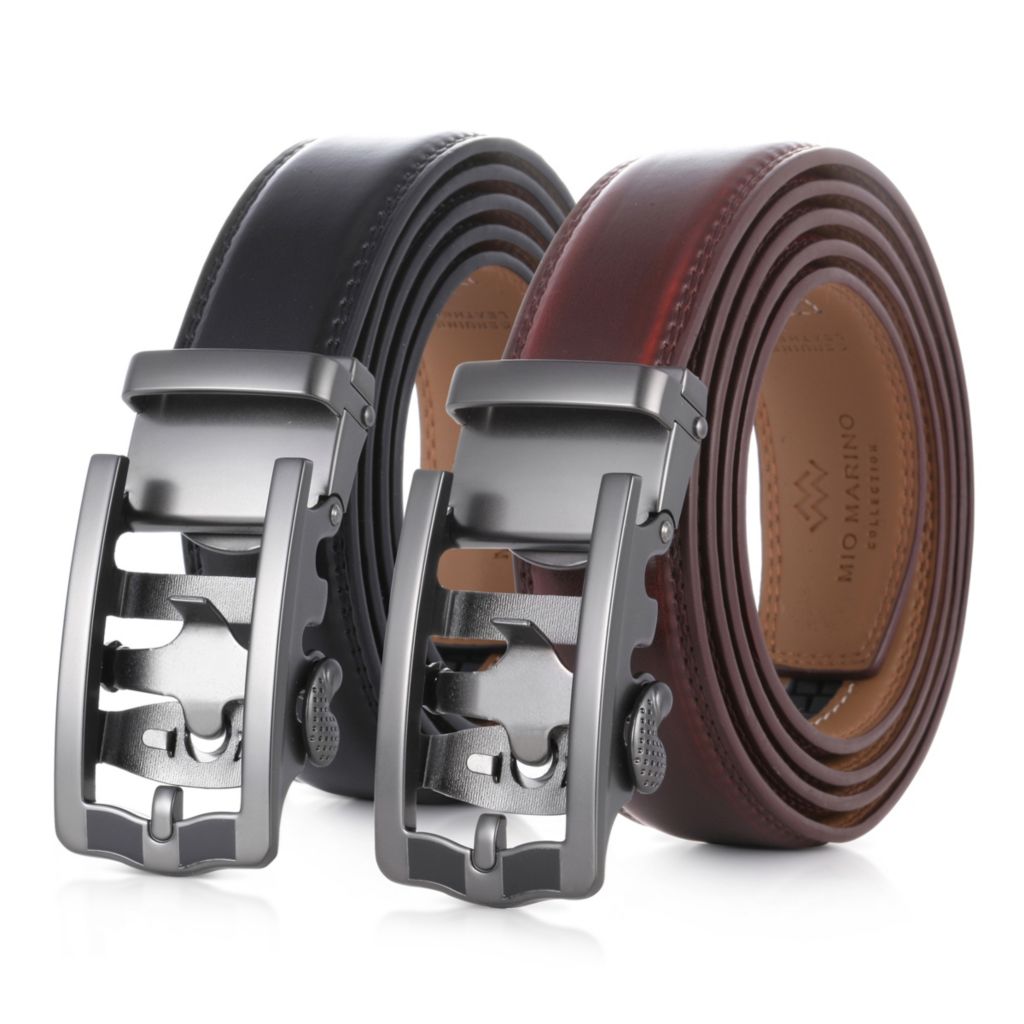 Men's Tan Leather Belt, Ratchet Belt Without Holes