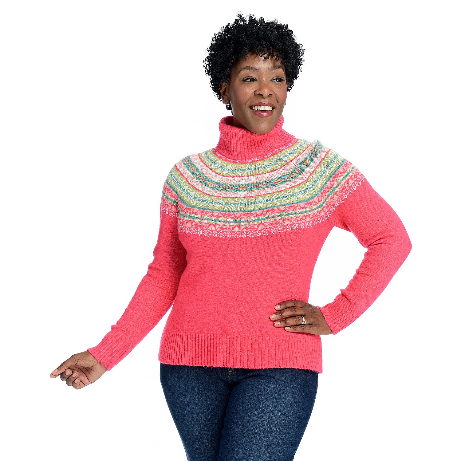 C&B Fair Isle Yoke Turtleneck Sweater