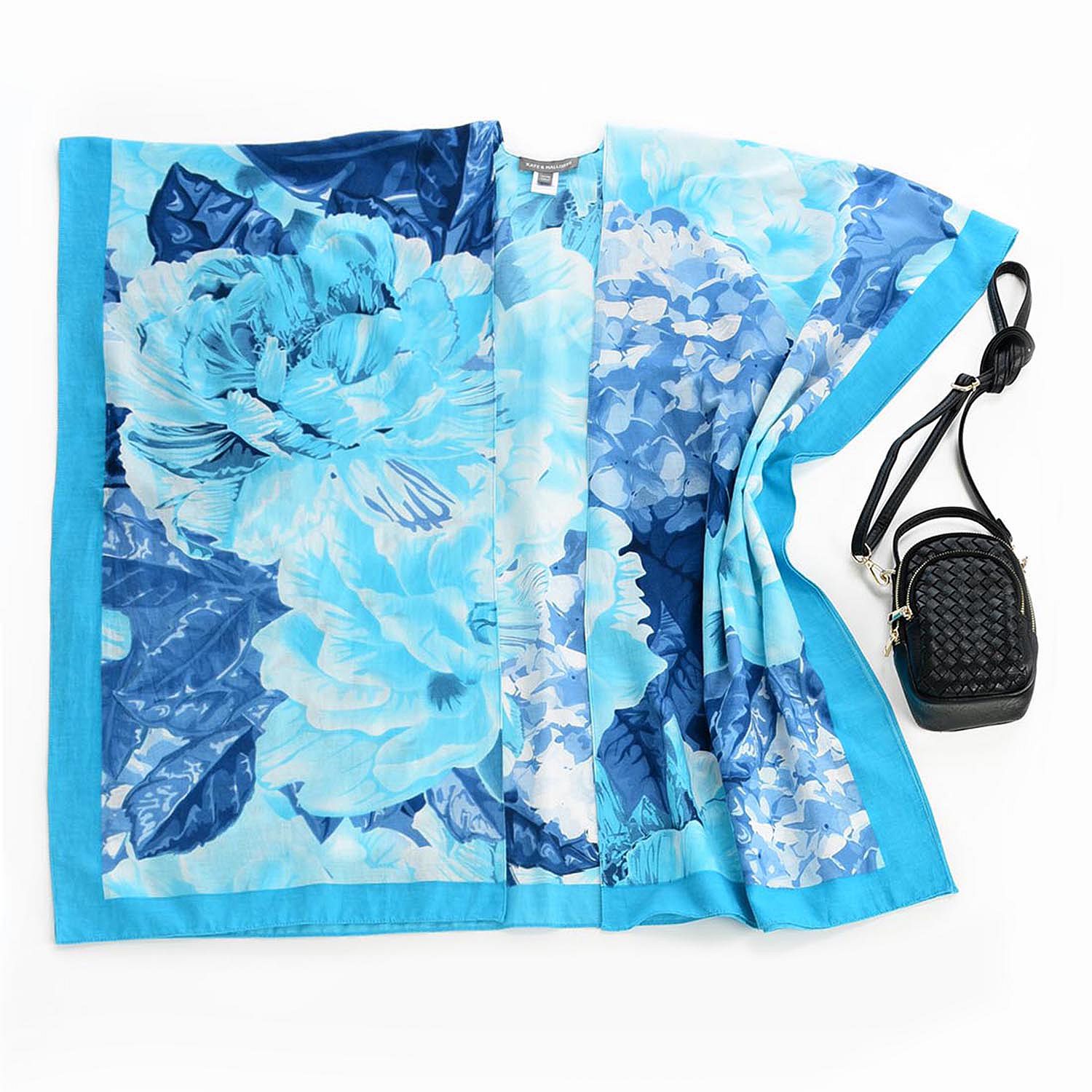 Shophq Kate And Mallory® Printed Cotton Kimono And Faux Leather Crossbody