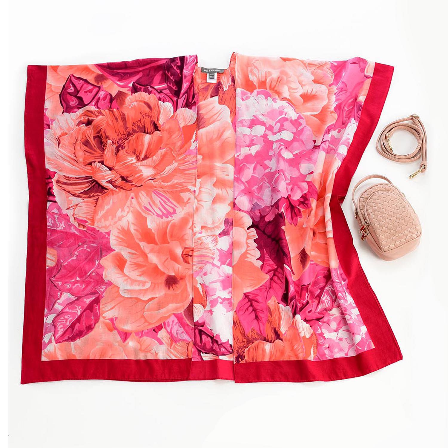 Shophq Kate And Mallory® Printed Cotton Kimono And Faux Leather Crossbody