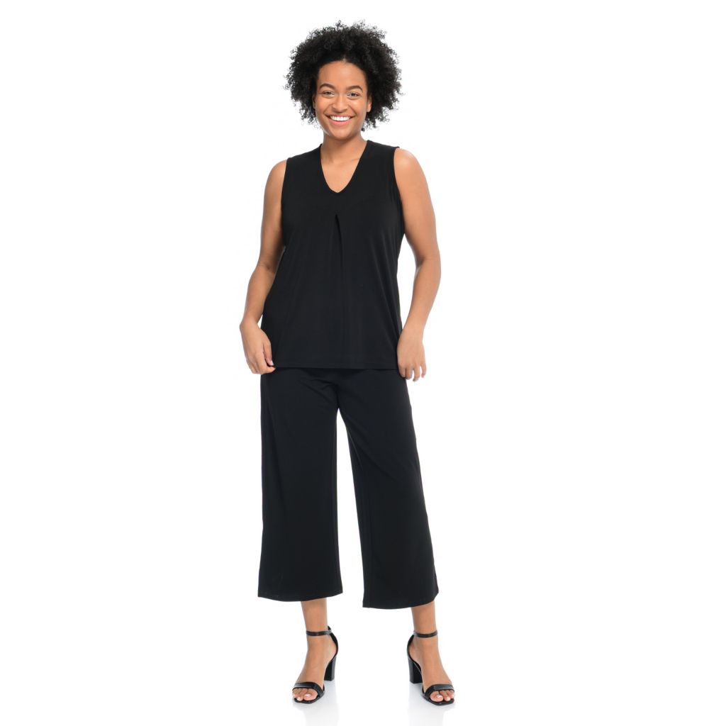 Kate & Mallory® Women's 2-Piece Knit Sleeveless Top & Cropped Pants Set XL In Black