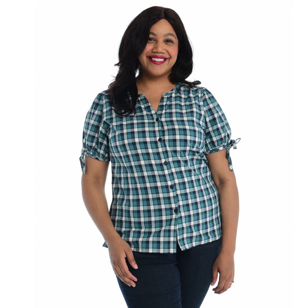 Cotton Button Front Shirt - Beautiful Plaid