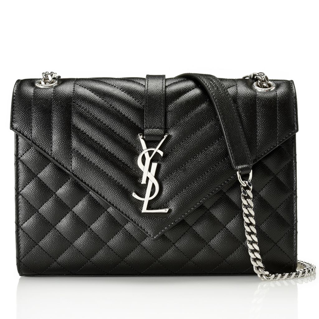 Saint Laurent Envelope Bag Small Black in Leather with Gold-tone - US