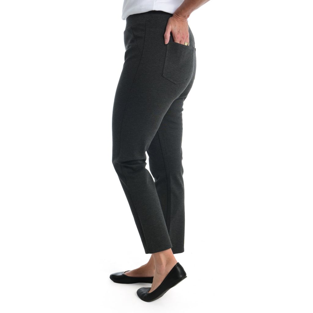 Lynn Ritchie Silver Black Slimming Pull On Stretch Pant Womens