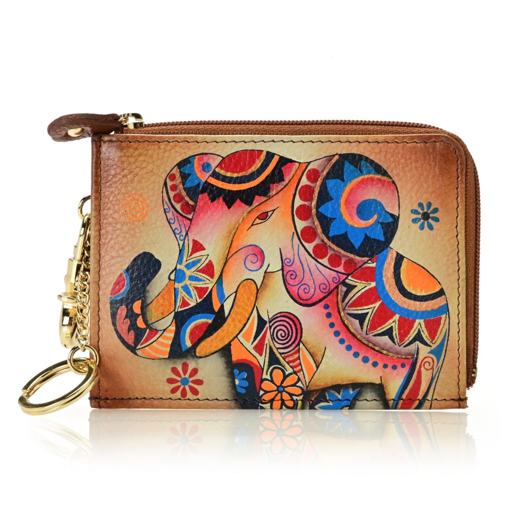 As Is Anuschka Hand-Painted Leather Organizer Block Wallet - 20487222