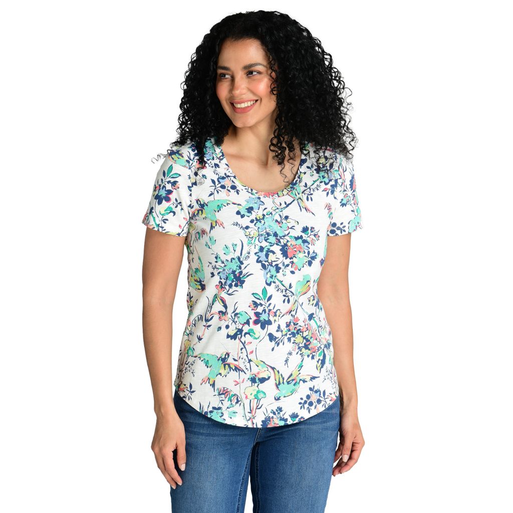 Christopher & Banks - C&B Floral Print Round Neck Short Sleeve Tee