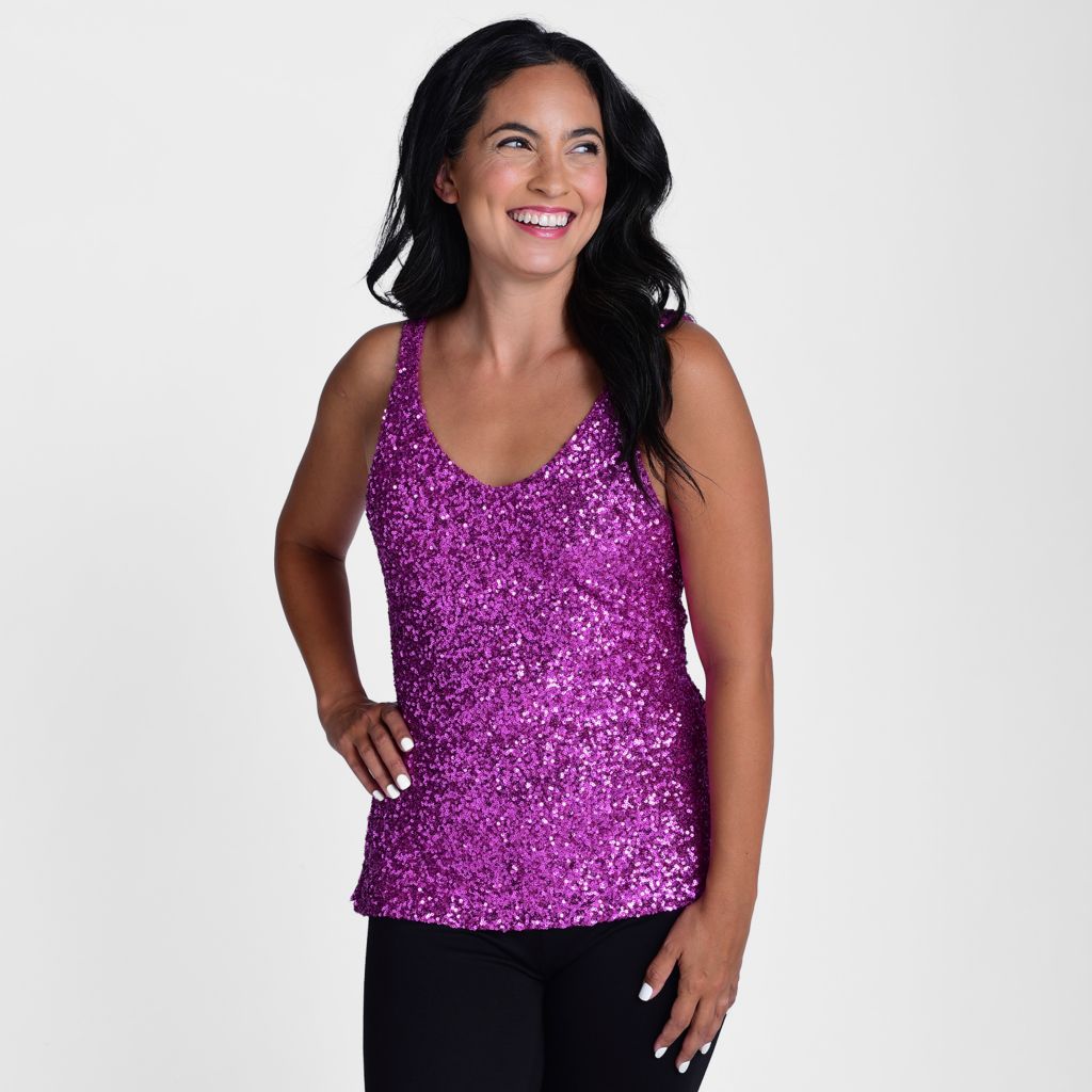 Kate Mallory Sequined Knit Fully Lined Tank Top ShopHQ