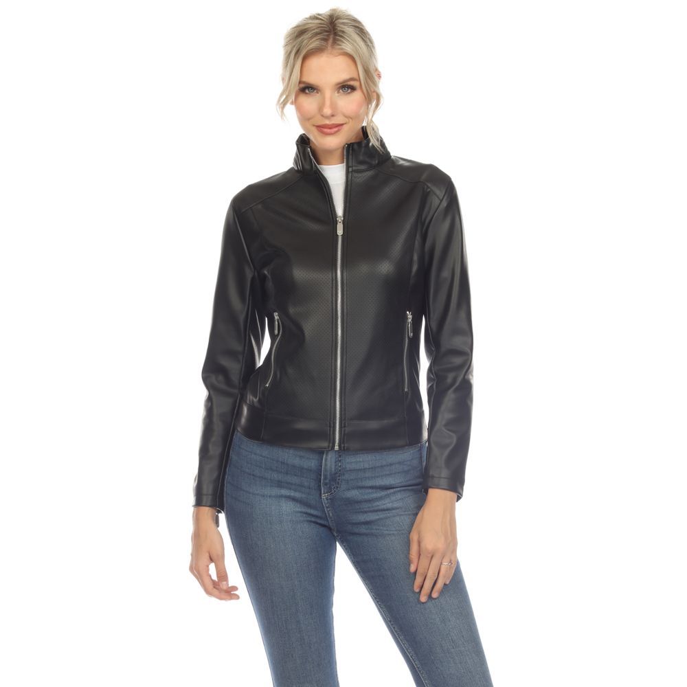 White Mark Classic Biker Faux Leather Jacket ShopHQ