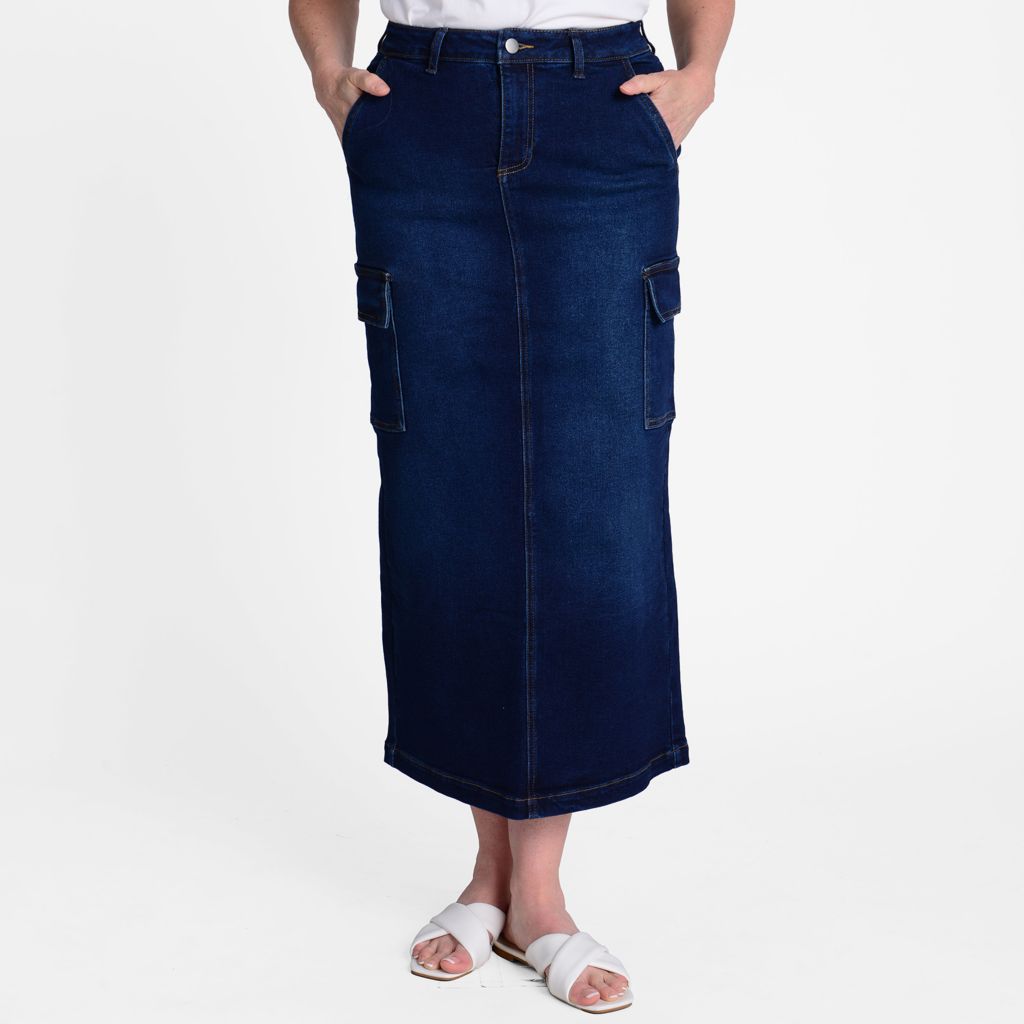 CLANE PADDED DENIM SKIRT インディゴ - スカート