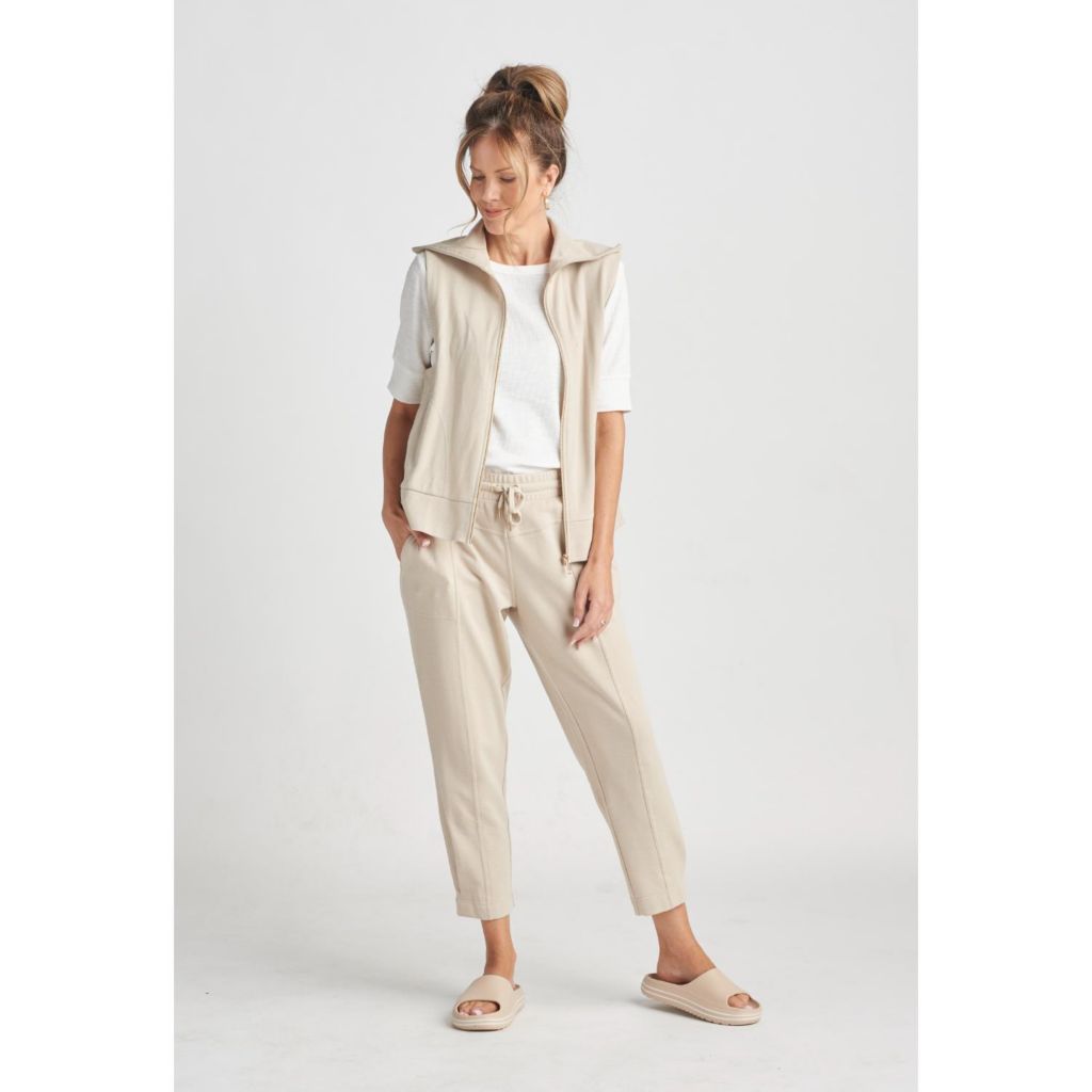 Feathered Khaki Front Detail Missy