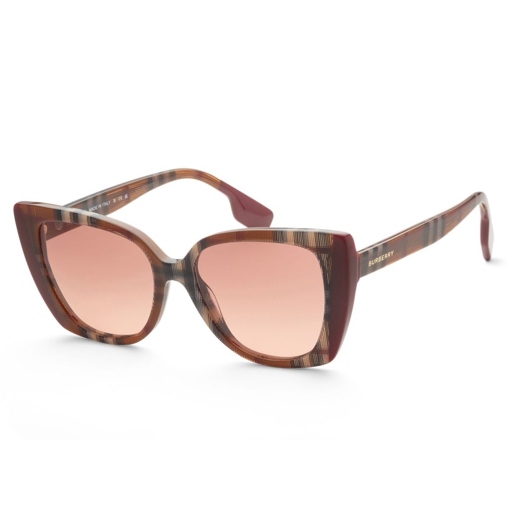 Burberry Check Brown Bordeaux 54mm Sunglasses ShopHQ