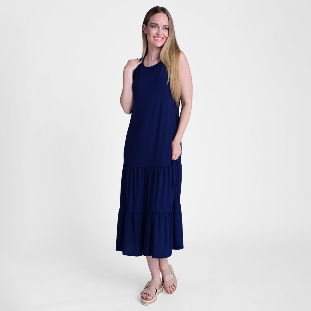 Kate Mallory Knit Sleeveless Tiered Maxi Dress ShopHQ