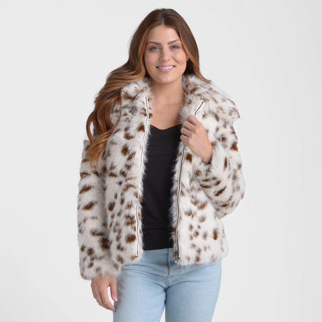 Bernardo Women s Spotted Faux Fur Jacket