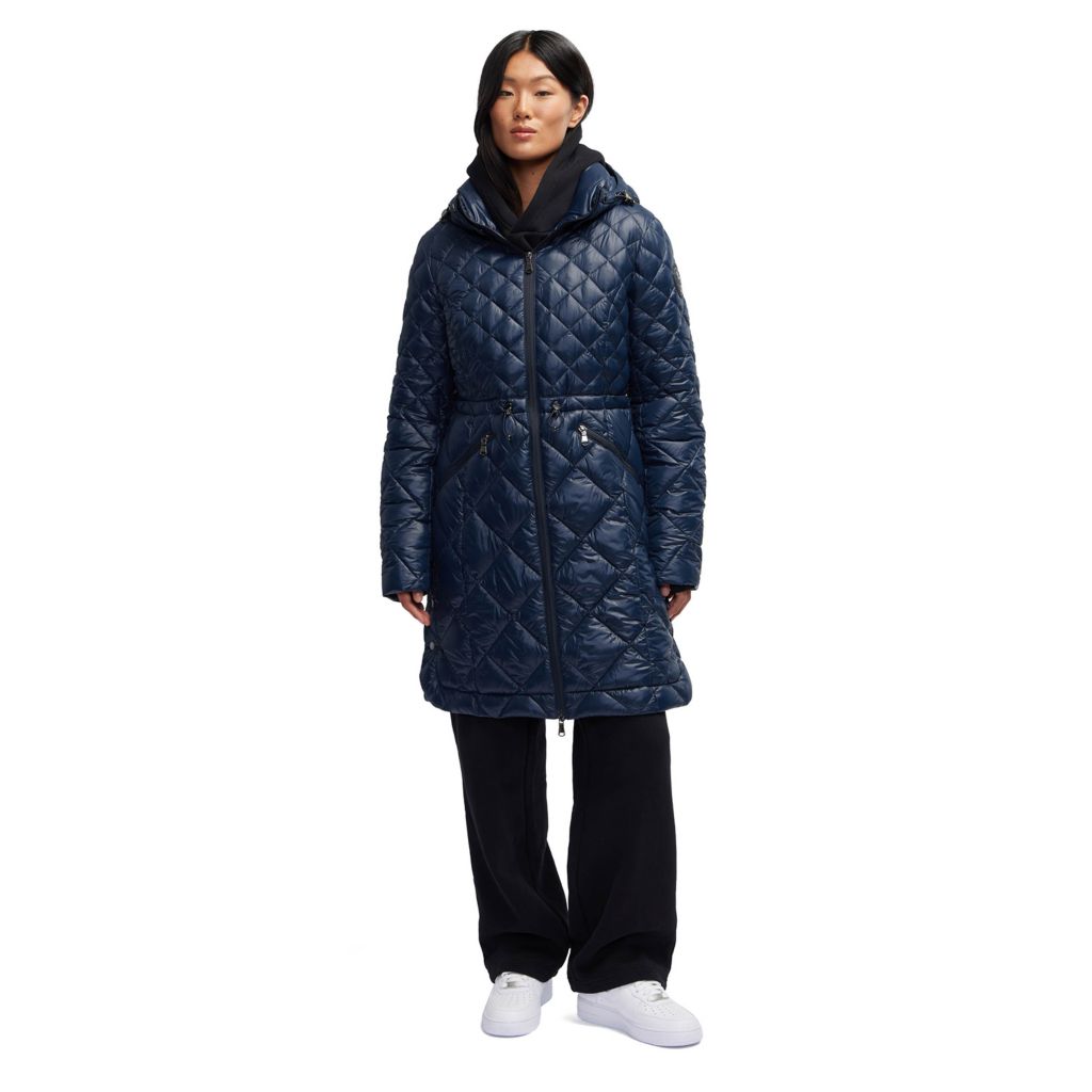 Halona Women s Lightweight Mid Length Puffer L Midnight Plum