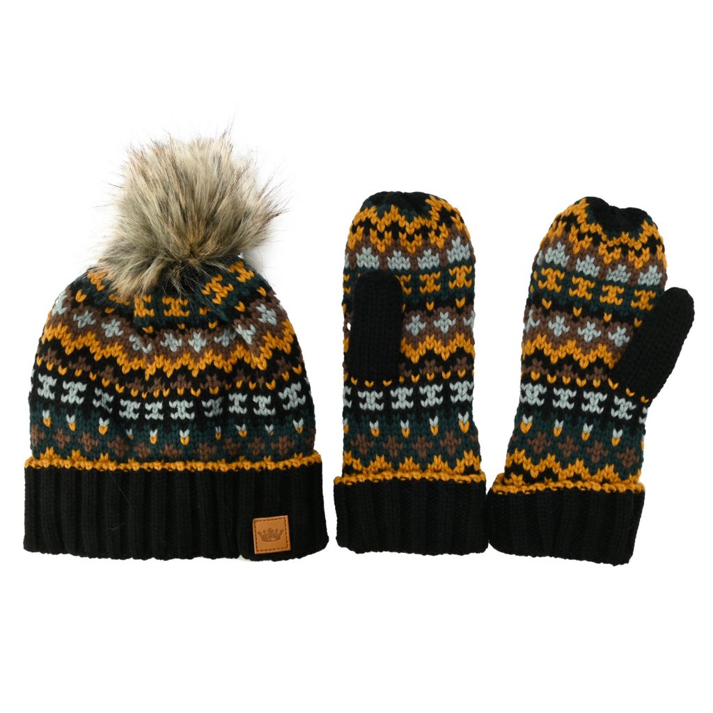 Panache Fair Isle Hat Mitten Set