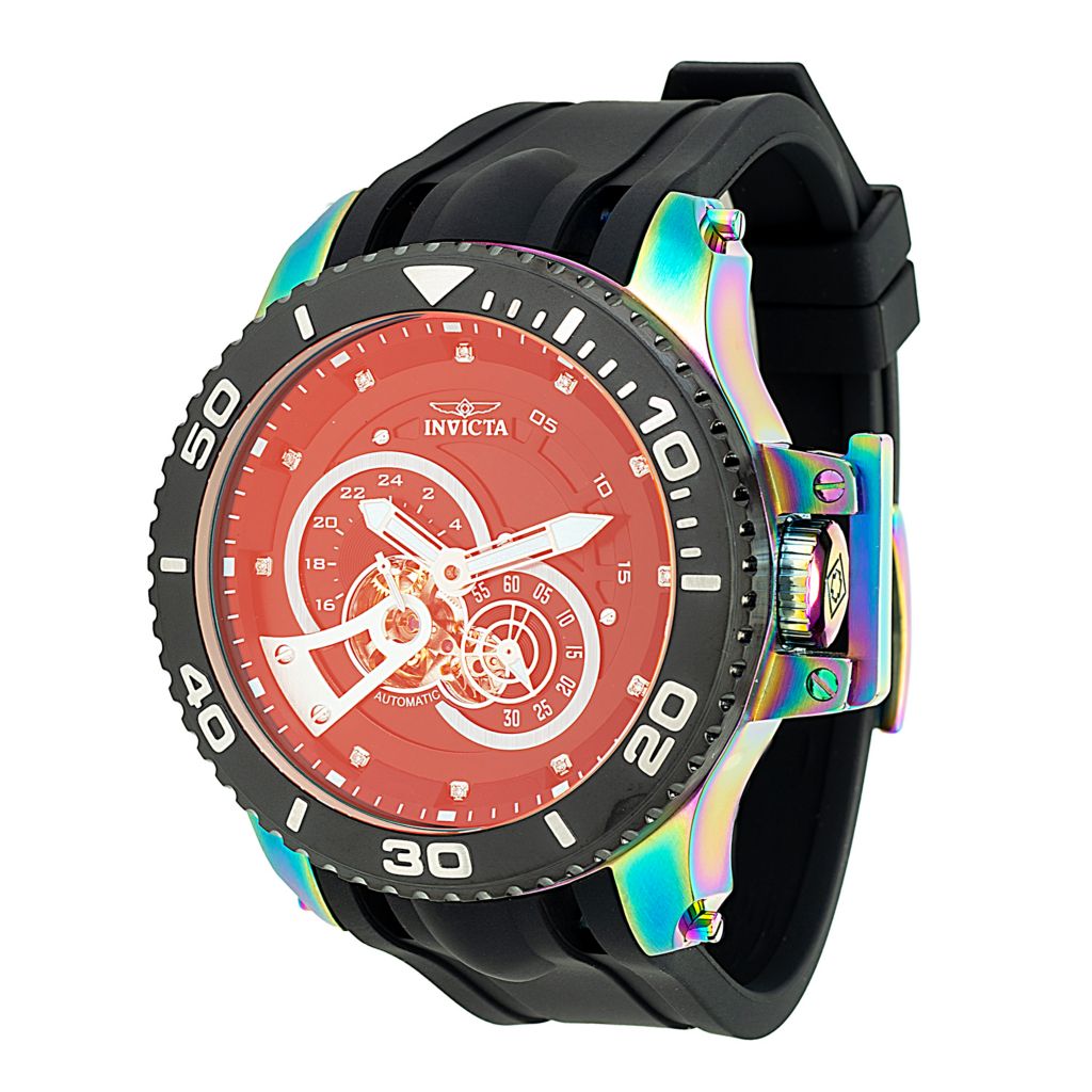 As Is Invicta 50mm Pro Diver Scuba Automatic Diamond Acct Strap Watch ShopHQ