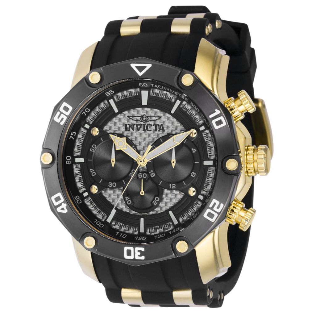 Invicta 50mm Pro Diver Quartz Chrono Glass Fiber Dial Strap Watch 