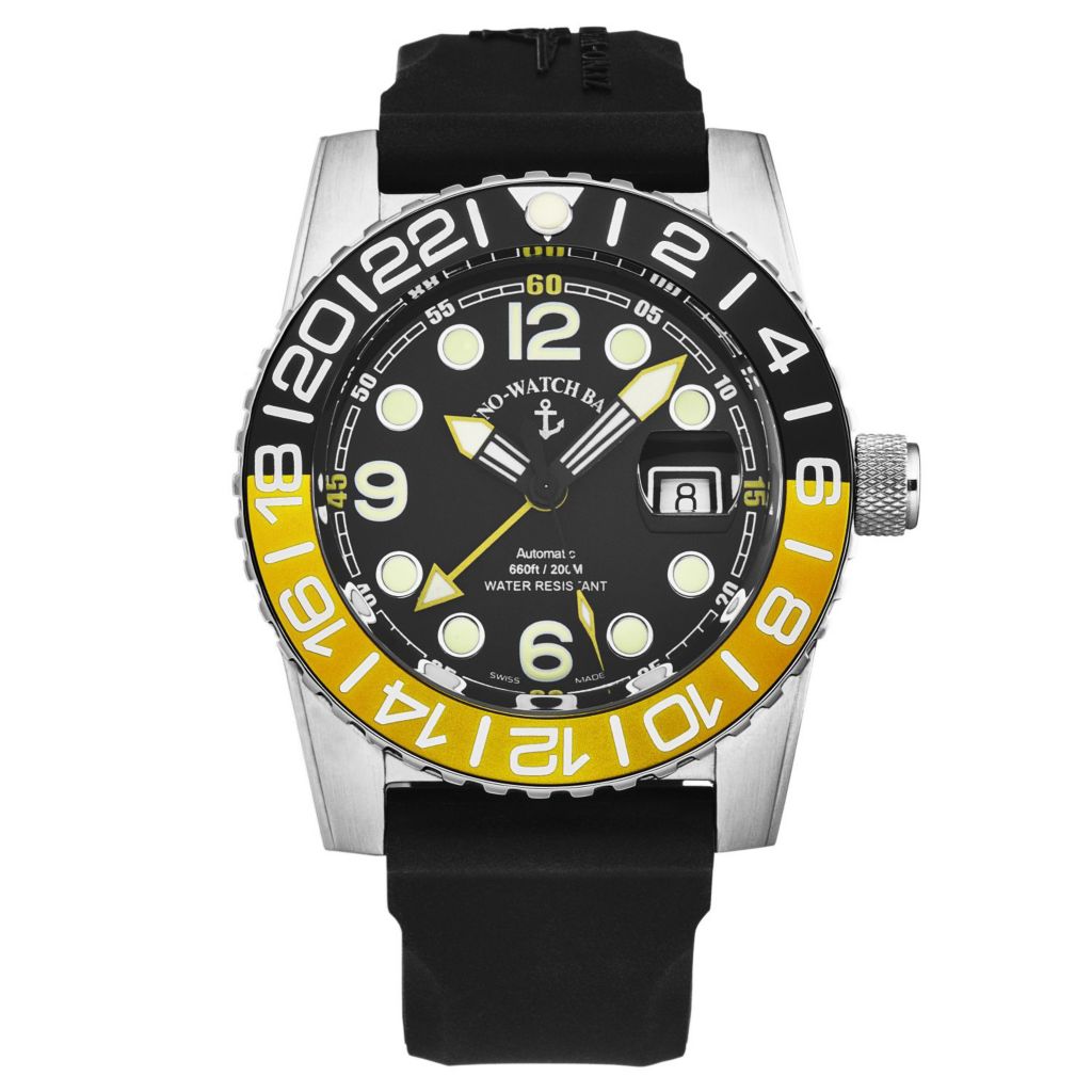 Zeno 45mm Airplane Diver GMT Swiss Automatic Yellow & Black Watch