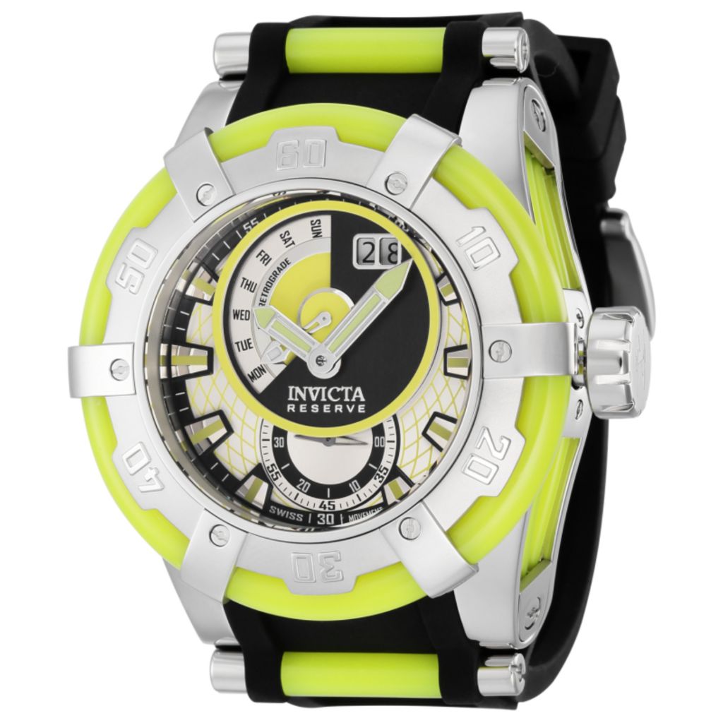 As Is' Invicta Reserve 53mm Hyperion Swiss Quartz Silicone Strap Watch 