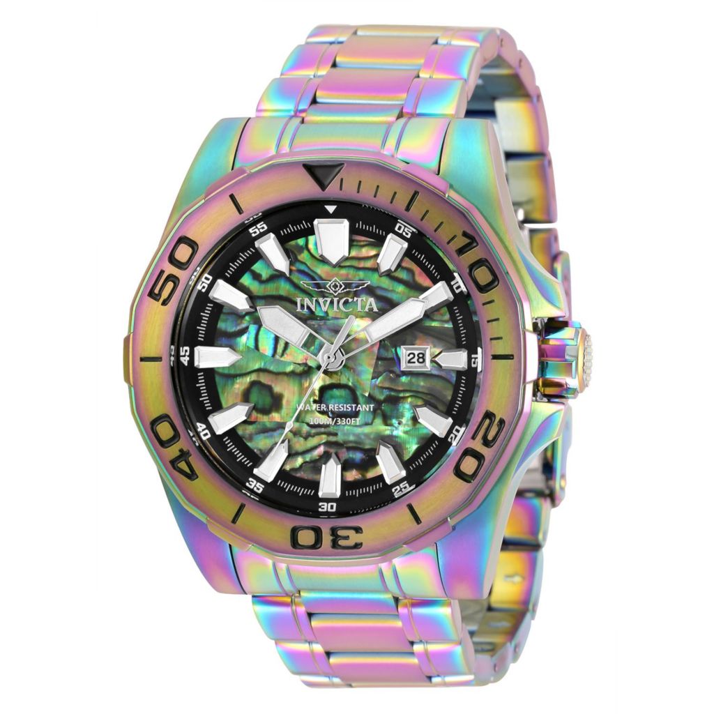 Invicta Pro Diver 48mm Quartz Abalone Dial Bracelet Watch ShopHQ