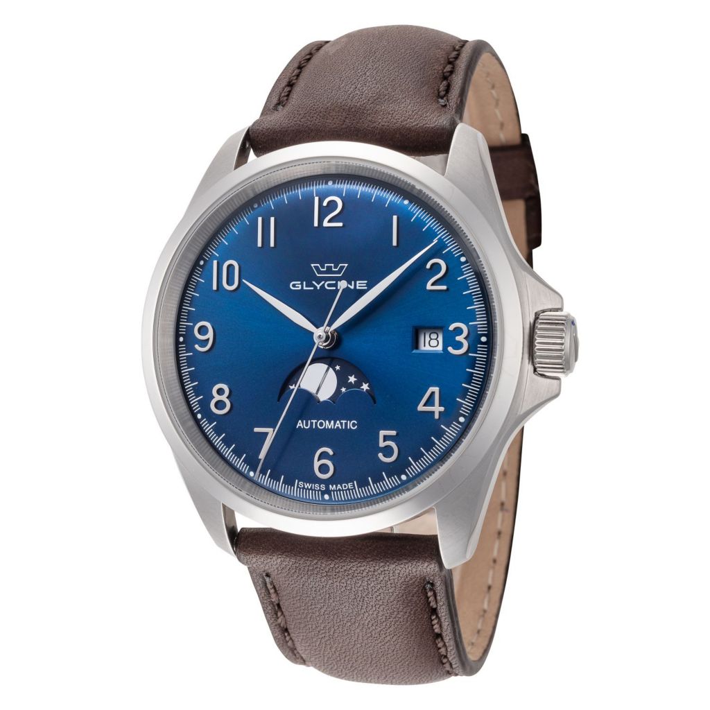 Glycine 40mm Combat Classic Moonphase Swiss Auto Strap Watch