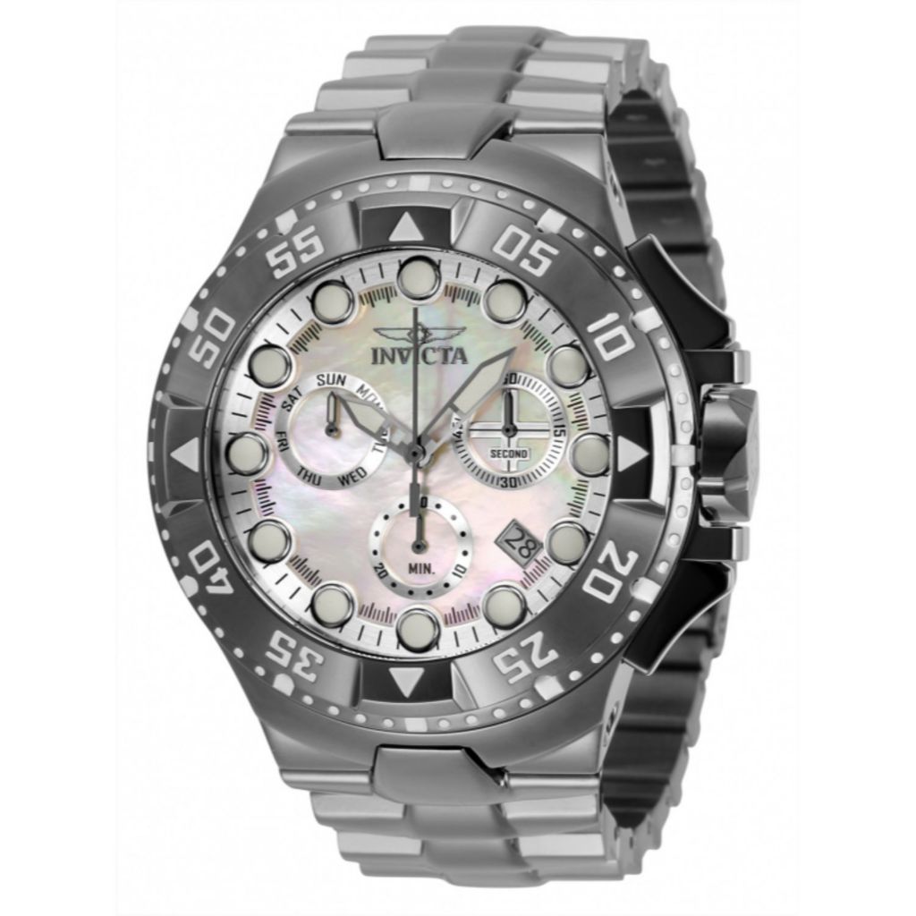 As Is Invicta Reserve 50mm Excursion Quartz Chrono MOP Brac Watch ShopHQ