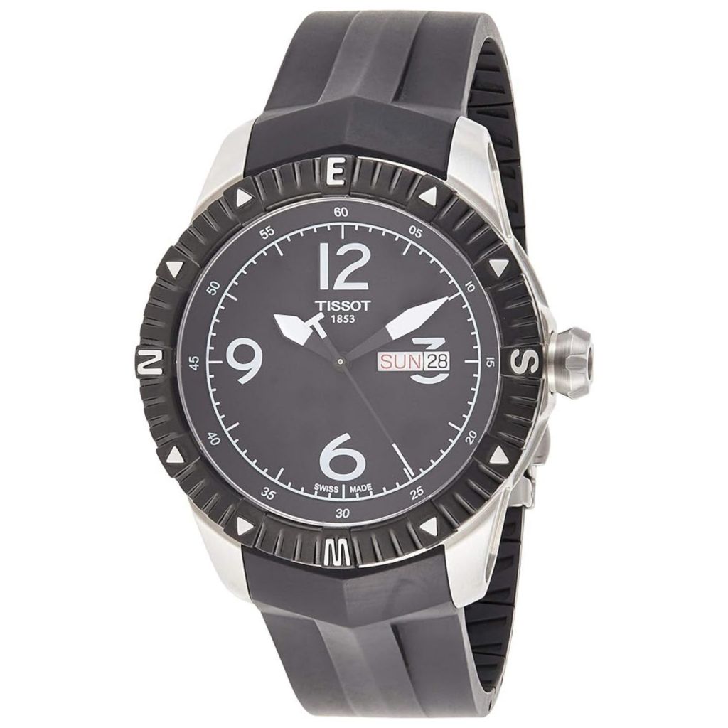 Tissot 44mm T Navigator Swiss Made Automatic Rubber Strap Watch on sale at shophq 925 867