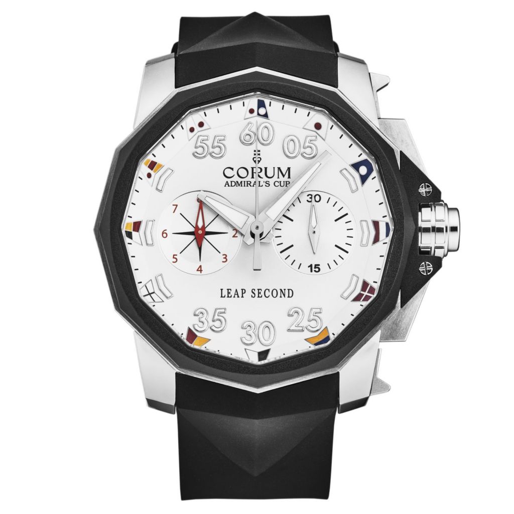 Corum 48mm Admiral Cup Leap Second Chronograph Rubber Strap Watch