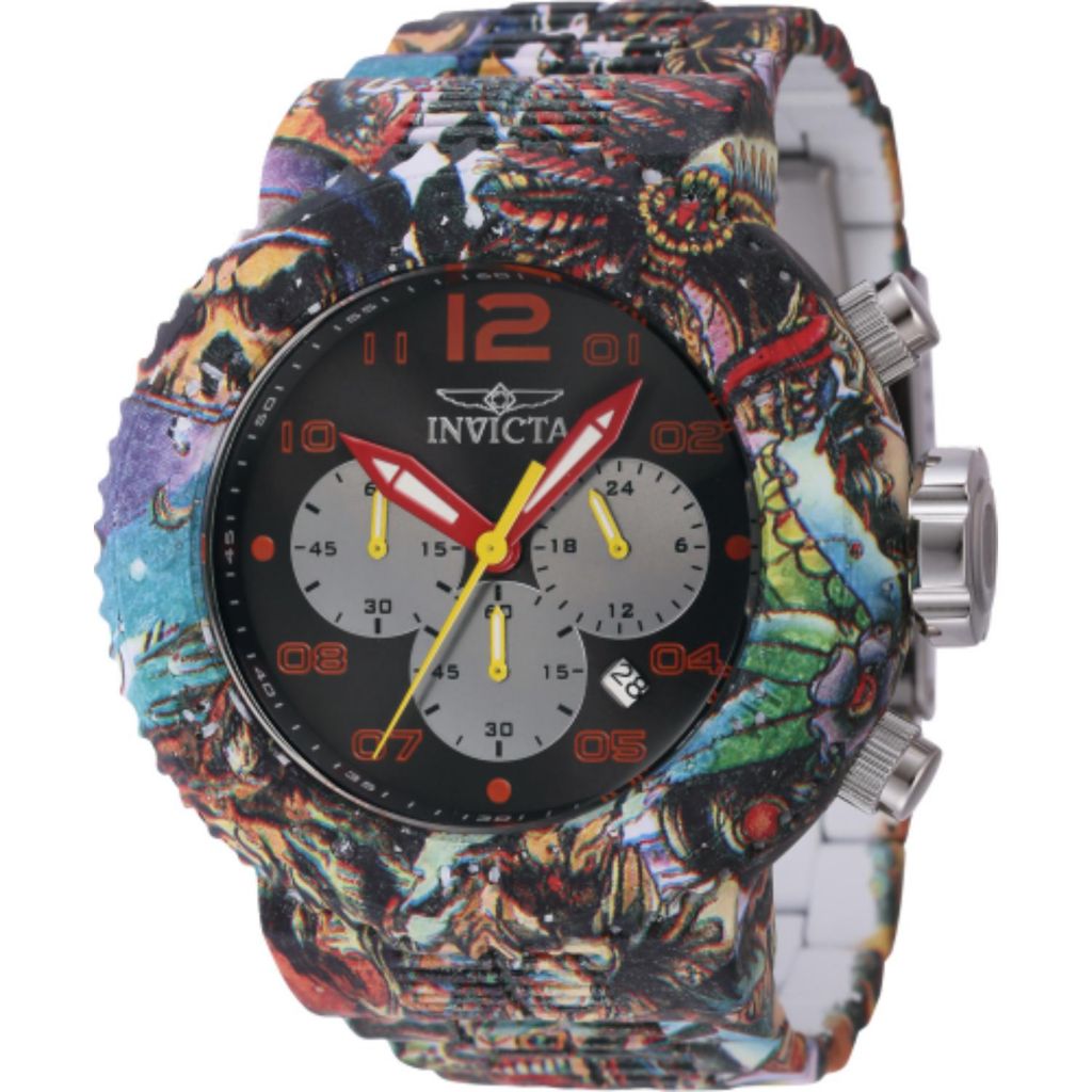 Invicta men's 52mm bolt zeus magnum graffiti discount quartz chronograph hydroplated bracelet watch