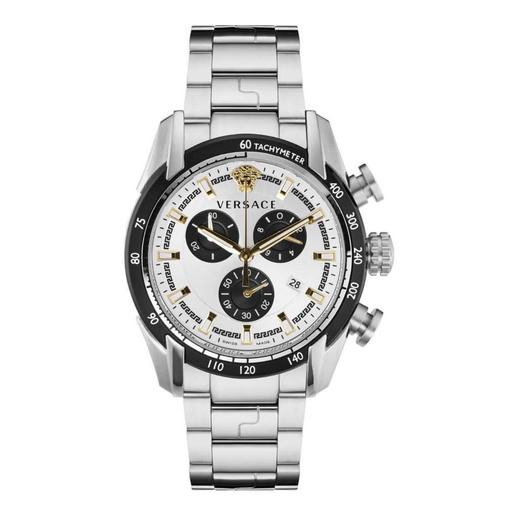 Versace 44mm V Ray Swiss Made Quartz Chronograph Bracelet Watch