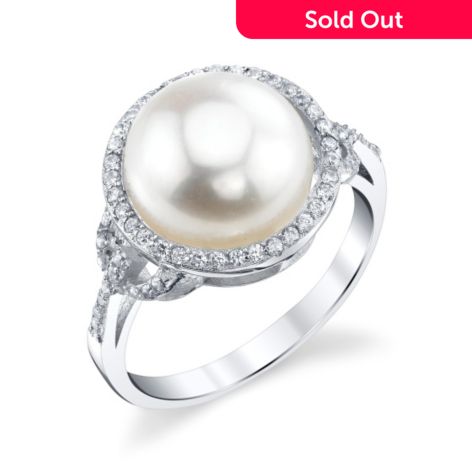 3/4" Wide South Pacific Blue Mabe Cultured Pearl 925 Sterling Silver Ring 