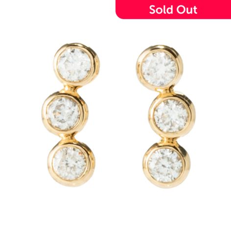 0.33 Ctw Round Natural Diamond Stud Drop Earrings 14K Yellow Gold IGI