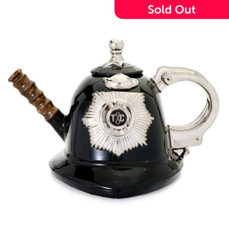 Policemans  Helmet  teapot  large size by swineside teapottery 