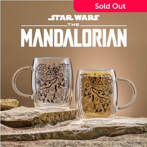 JoyJolt Star Wars Mandalorian The Child All Around Glass Mugs 