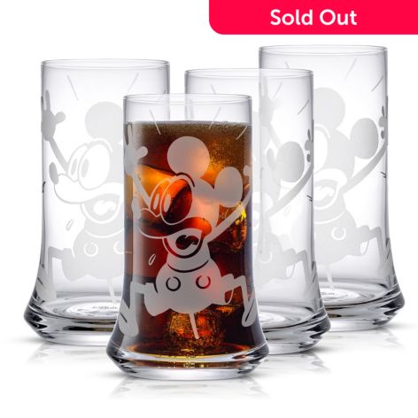 JoyJolt Disney® Mickey Mouse Yikes Highball Glasses 18.5 oz Set of 4 