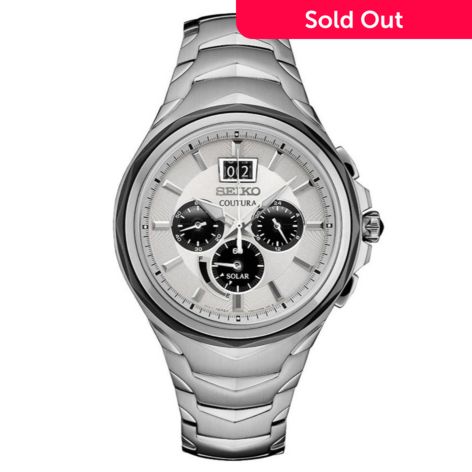 Seiko Men's 45mm Coutura Solar Powered Chronograph Date Stainless Steel  Bracelet Watch - Bulldog Shopping Network | Shopping for Men