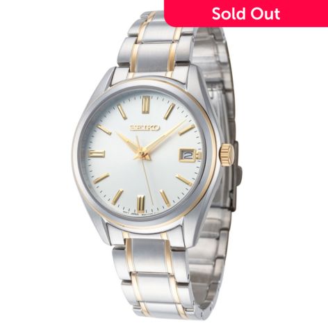 Seiko 36mm Classic Quartz Date Stainless Steel Bracelet Watch 